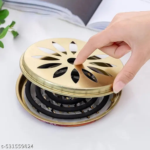 Stainless Steel Mosquito Coil Holder, Mosquito Coil Incense Burner With Cover For Outdoor Use, Deck, Patio, Pool Side, Camping, Hiking And Fishing | Pack - 1, Silver