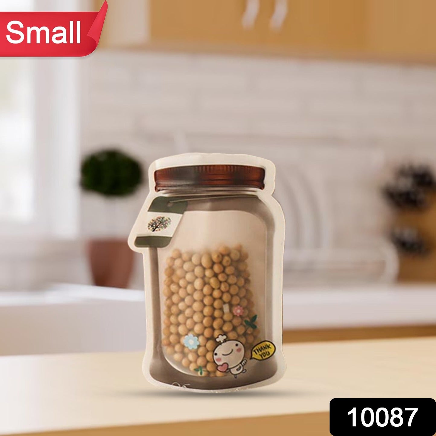 Plastic Transparent Small Jar Shaped Pouch With Zipper (2 Pc)