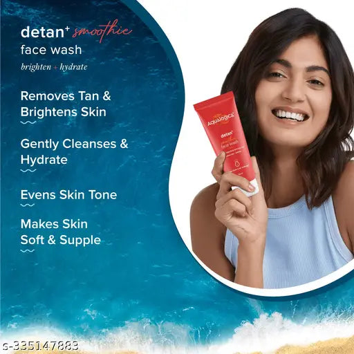 Aqualogica Detan+ Smoothie Face Wash with Cherry Tomato & Glycolic Acid for Bright & De-tanned Skin - 100ml