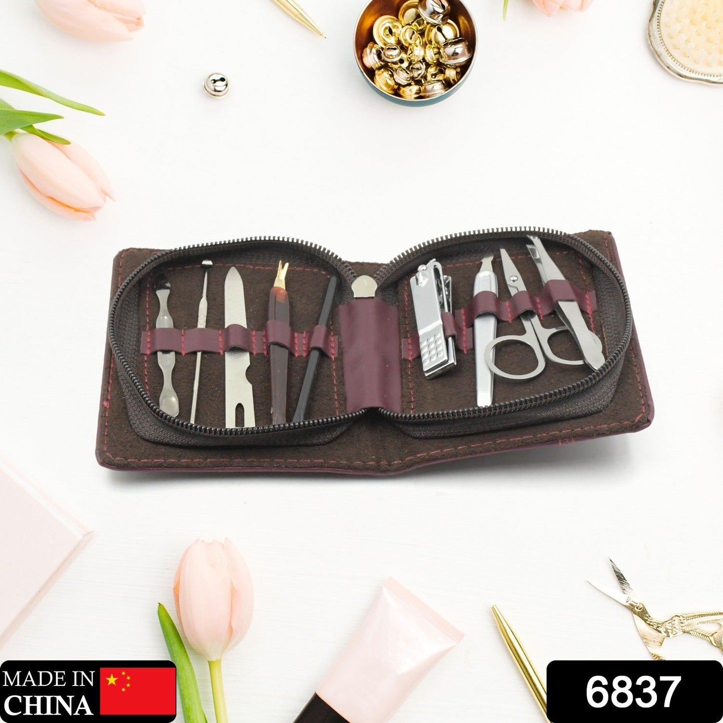 Nail Clipper Kit Fingernail Clipper, Manicure Set, Stainless Steel Nail Cutter Set ,Manicure Tool, Nail Clippers Care Tools with Lightweight and Beautiful Travel Leather Case (9 Pc Set) - Springkart 