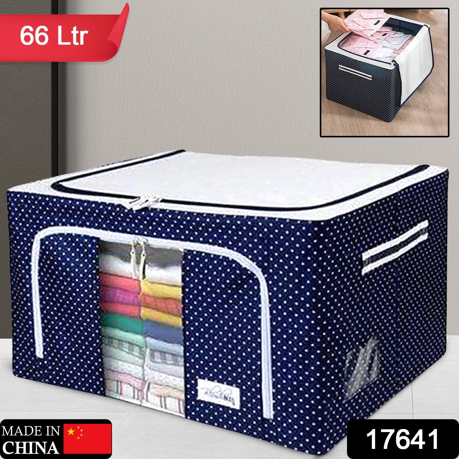 Foldable Steel Frame Clothes Living Storage Organizer Handled Bag - Springkart 