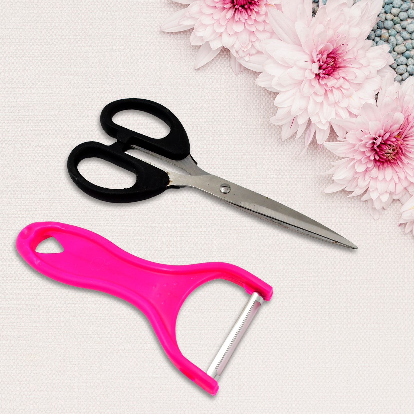 Stainless Steel Kitchen Scissors Multipurpose Peeler (2 Pc Set Mix Design Scissor Peeler) - Springkart 