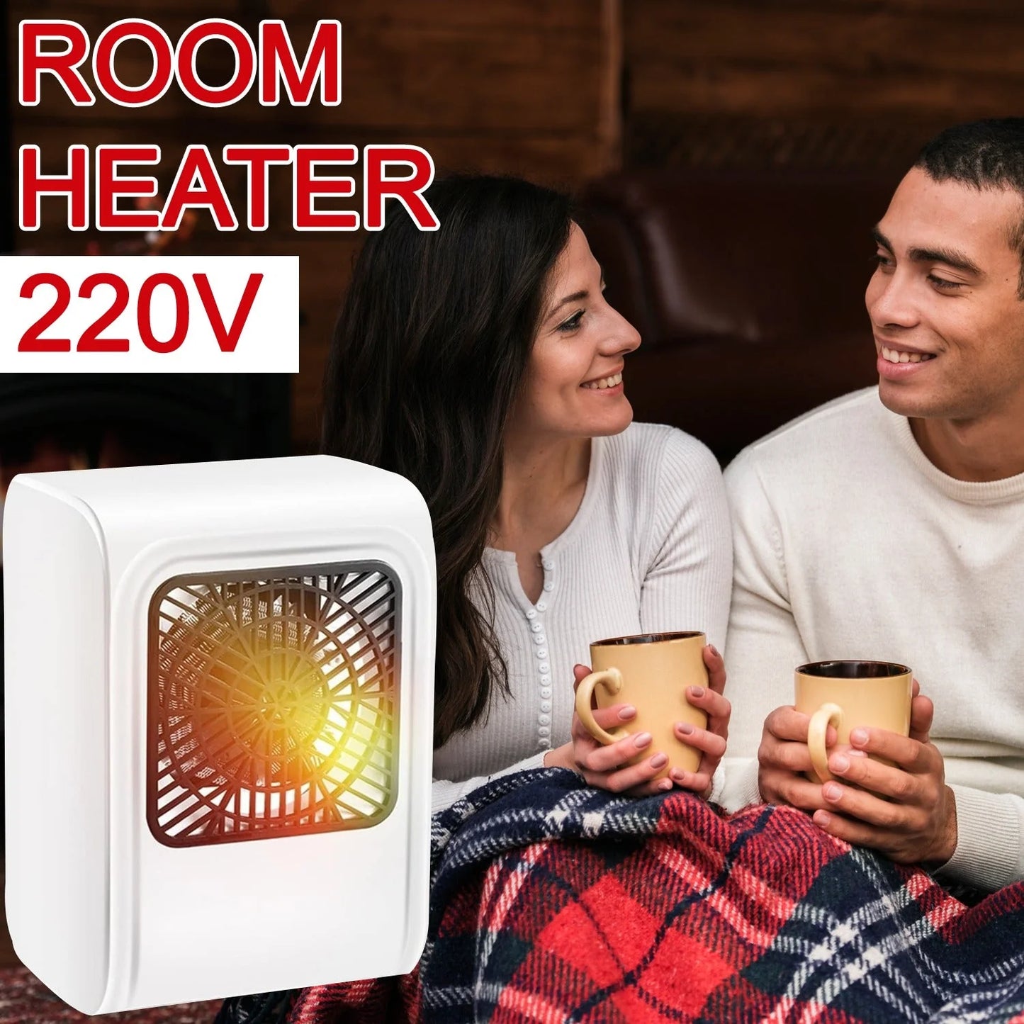 Room Heater 220V Brown Box Heater with Plug for Office & Bedroom Use