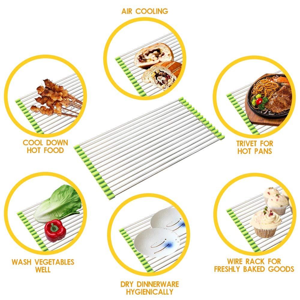 FOLDABLE DRAIN RACK KITCHEN SINK ROLL UP DISH DRYING RACK PORTABLE DISH RACK - Springkart 