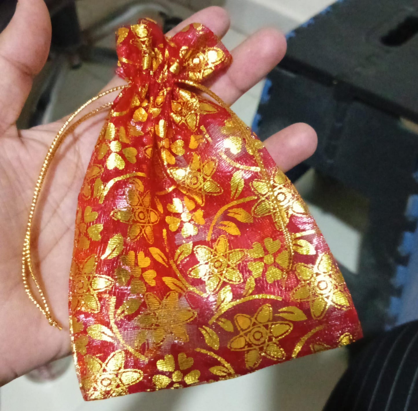 Net Fabric Drawstring Pouch for Dry Fruits Packing, Organza Shagun Potli Baba (Mix Size & Design) - Springkart 
