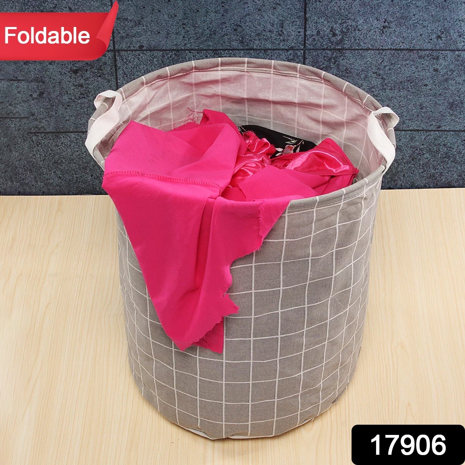 Folding Laundry Basket Round Storage Bag (1 Pc / 40 × 30 Cm) - Springkart 