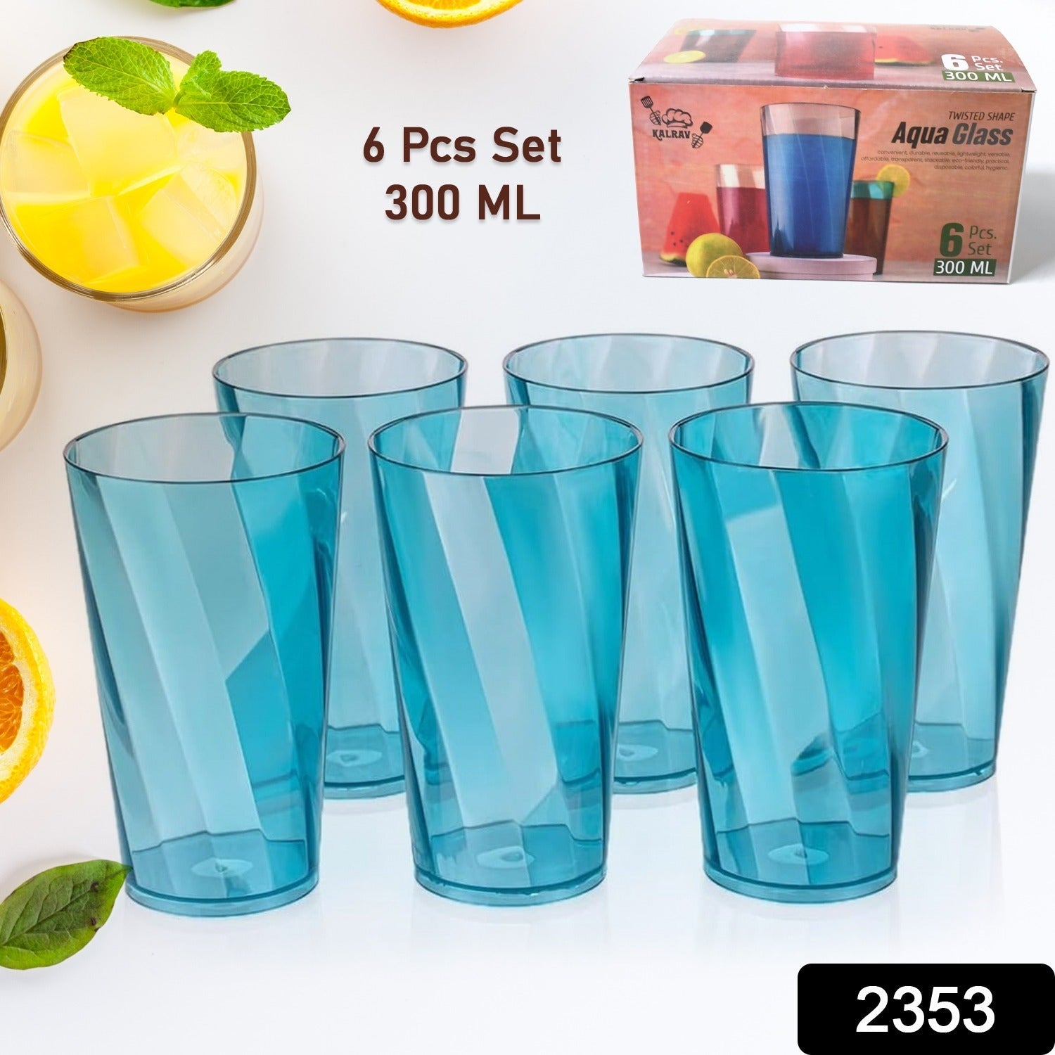 Premium 300ml Transparent Glass Set for Water, Juice & Cocktails (Set of 6) - Springkart 