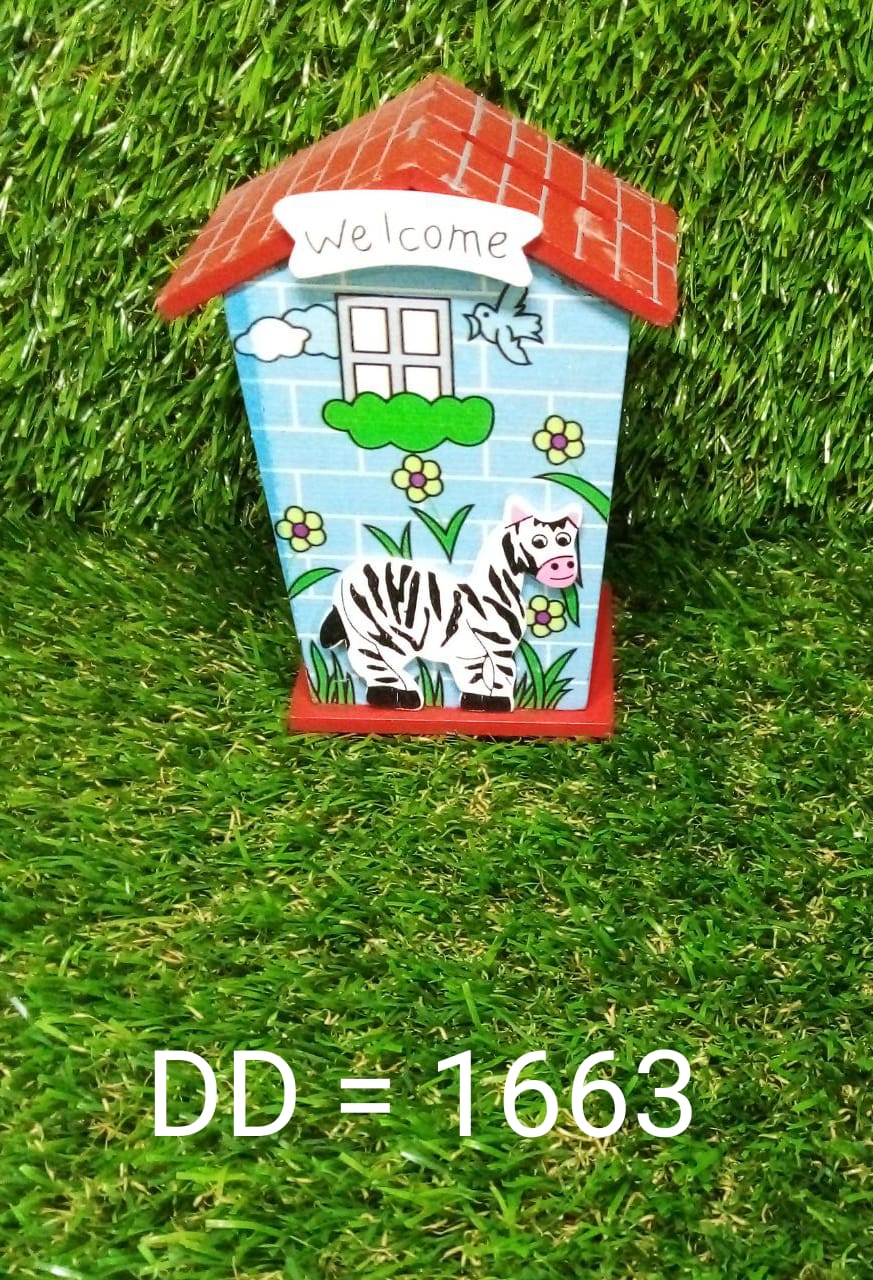 Cute Cartoon House Shaped Lovely Wooden Piggy Bank Money Bank - Springkart 