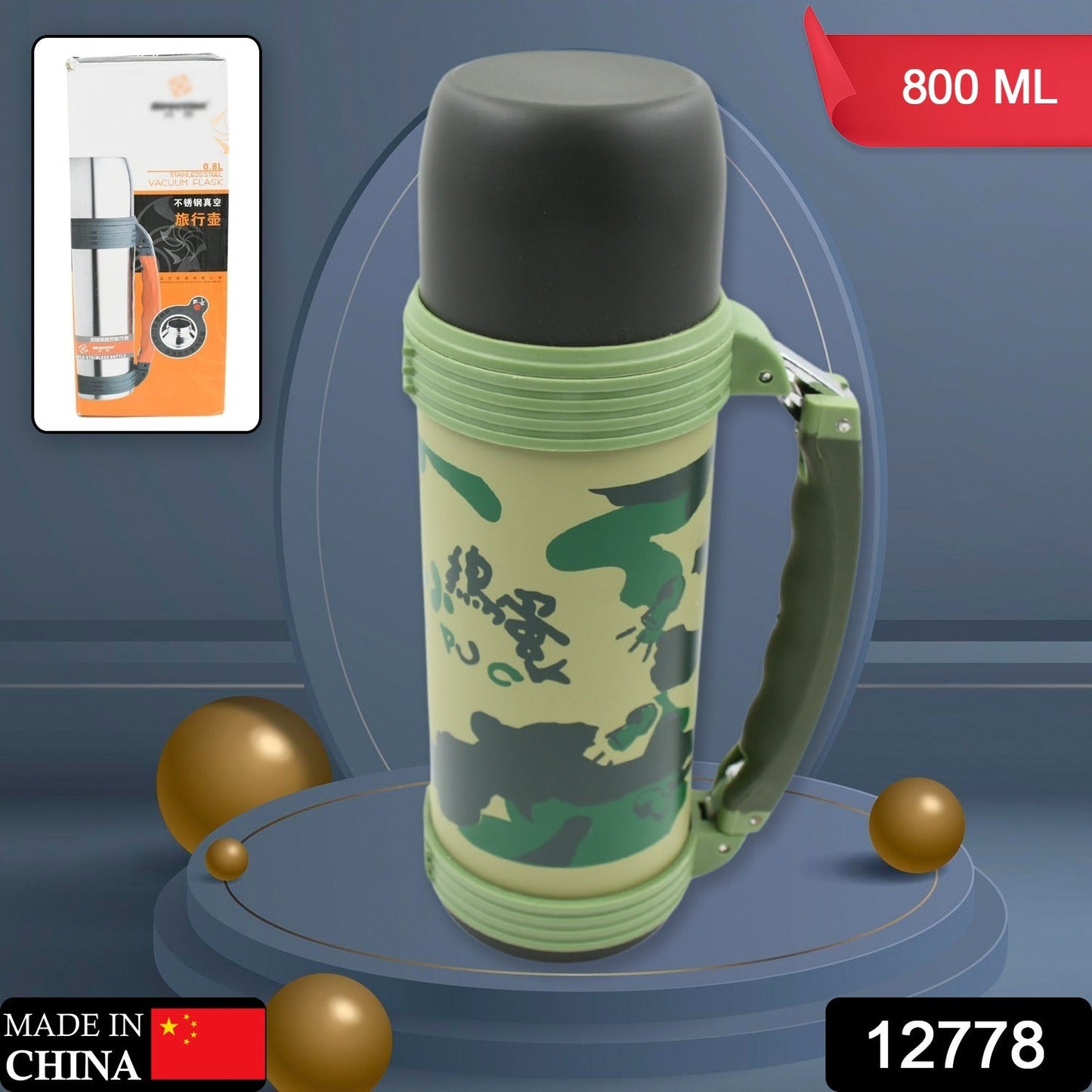 Stainless Steel Insulation Thermos, Vacuum Insulated Water Bottle For Travel, Outdoor Fitness Portable Travel Pot, Camping Coffee, Portable Car, Travel Keep Hot & Cold Large Capacity (800 ML) - Springkart 