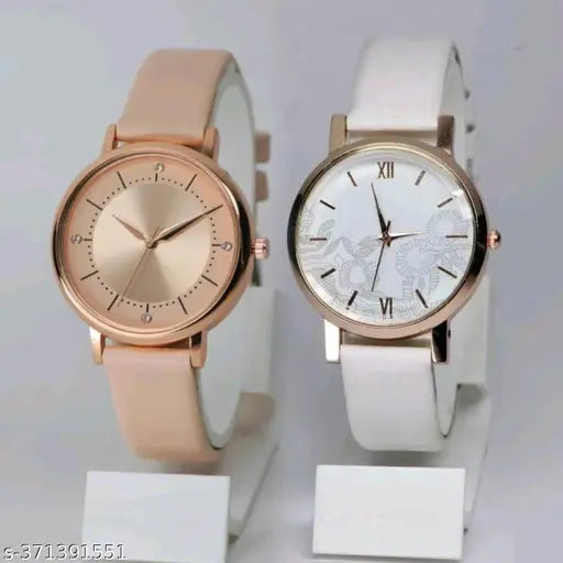 New Fancy Solid COLOR Dial Attractive LEATHER BELT Attractive COMBOS Analog Watch for Women AND GIRLS