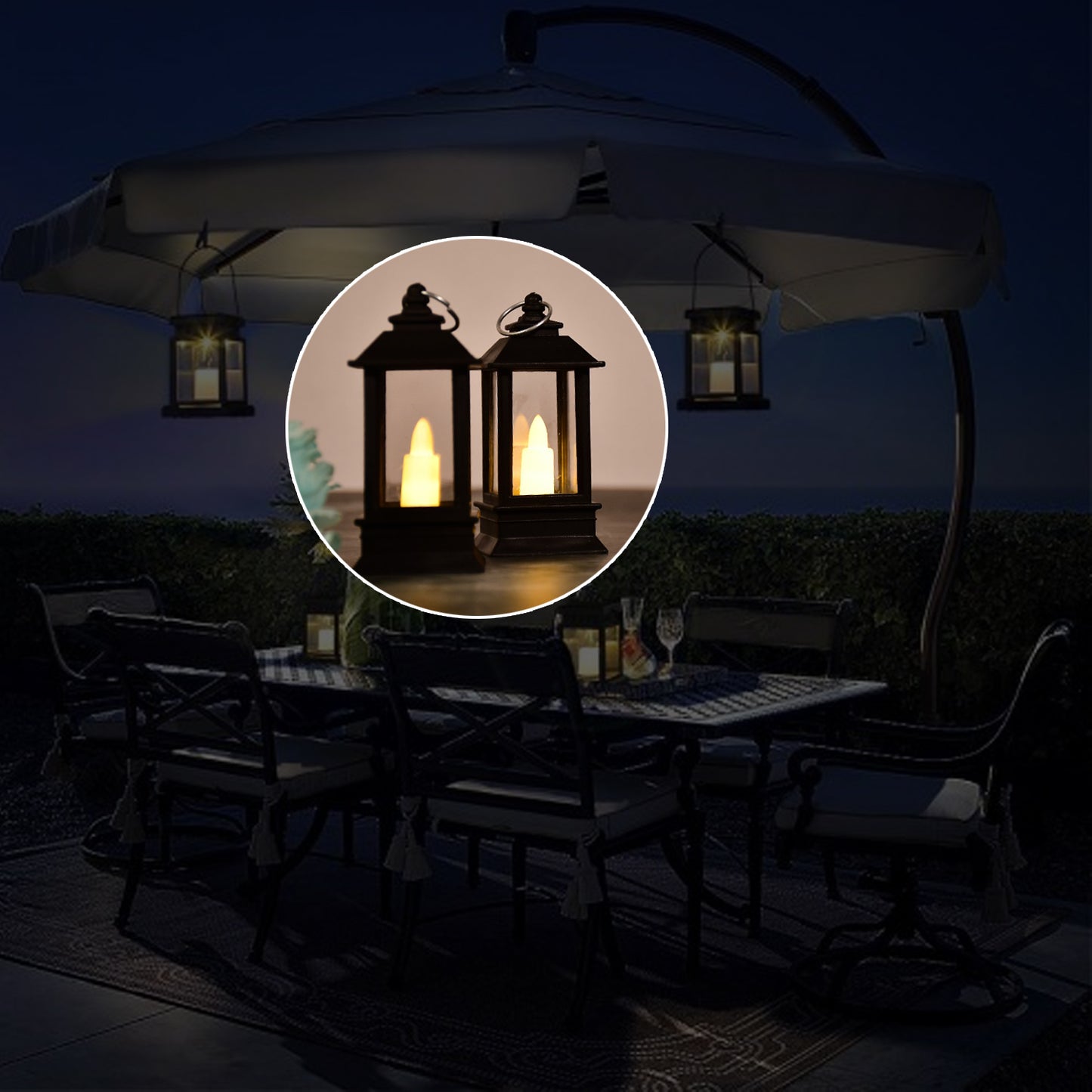 Classic Style Lantern With Artificial Rustic Battery-operated Flameless Candle Light For Home Decoration - Good For Indoor  Outdoor Use (Pack Of 24)