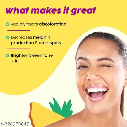 PLIX Pineapple Pigmentation Skincare Kit For Dark Spot Removal | Cleanser/Face Wash, Face Serum and Moisturizer Combo With 2% Alpha Arbutin For Women & Men, Pack of 3