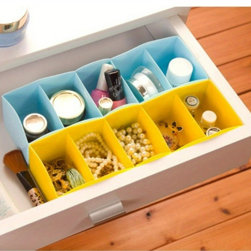 3 Pc : 5-Compartment Plastic Storage Box for Underwear, Socks, Accessories