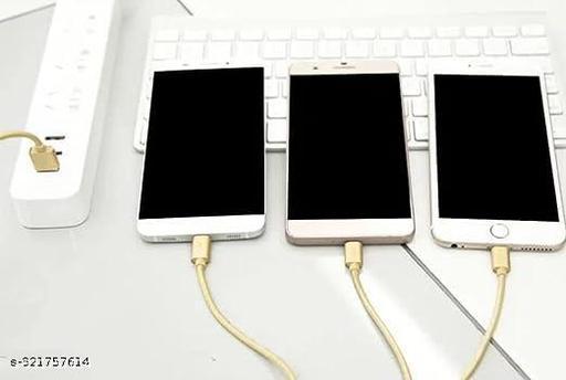 Unbreakable 3 in 1 USB Fast Charging Cable with Type C, Lightning, Micro USB Port with 2.1 A, Compatible with iPhone, iPad, Samsung, OnePlus, Mi, Oppo, Vivo, Xiaomi, 1.25M