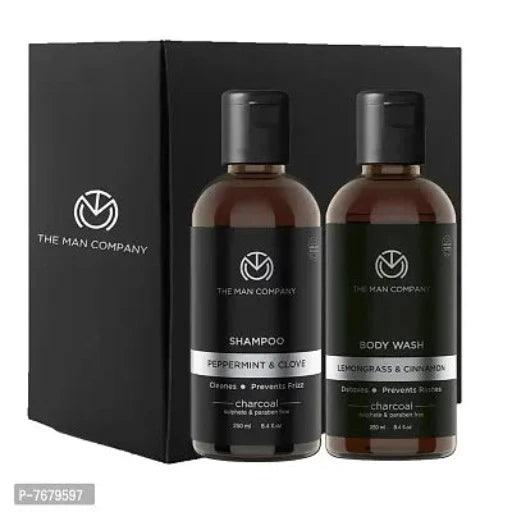 Charcoal Body Wash and Shampoo (BUY 1 GET 1 Free) with Lemongrass Cinnamon Body Wash 250ml, Peppermint Clove Shampoo 250ml | Deep Cleansing, Refreshing, Healthy Hairs