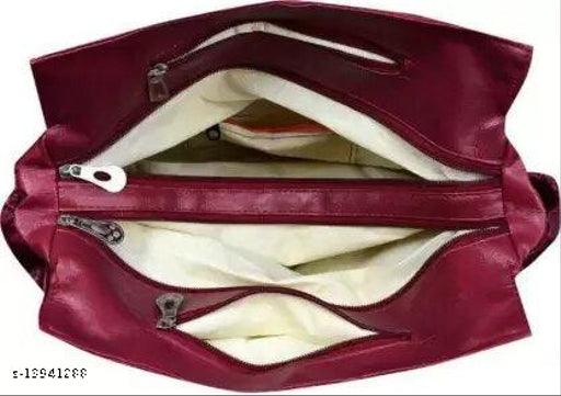 Beautiful Women's Maroon Canvas & Leather Handbag - Springkart 