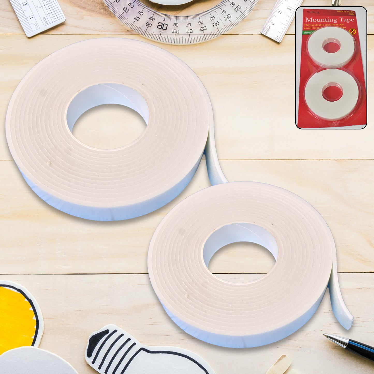 Strong Double Sided Tape Foam Mounting Tape (2 Pcs Set) - Springkart 