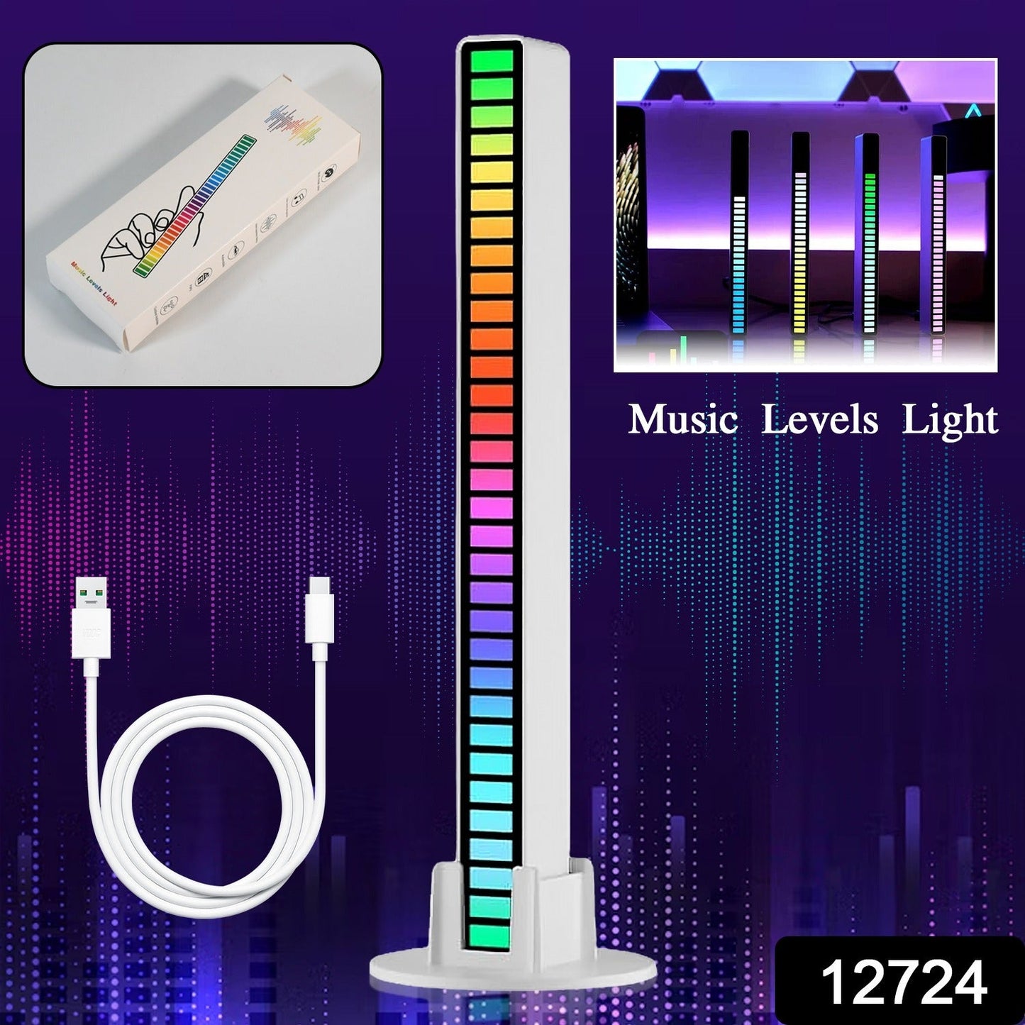 Rhythm Lights, AGC Automatic Gain Control 32 Colorful RGB Light Adjustable Pickup Rhythm Lights, RGB LED Voice-Activated Rhythm Light Car Home Sound Control Ambient Light (1 Pc) - Springkart 