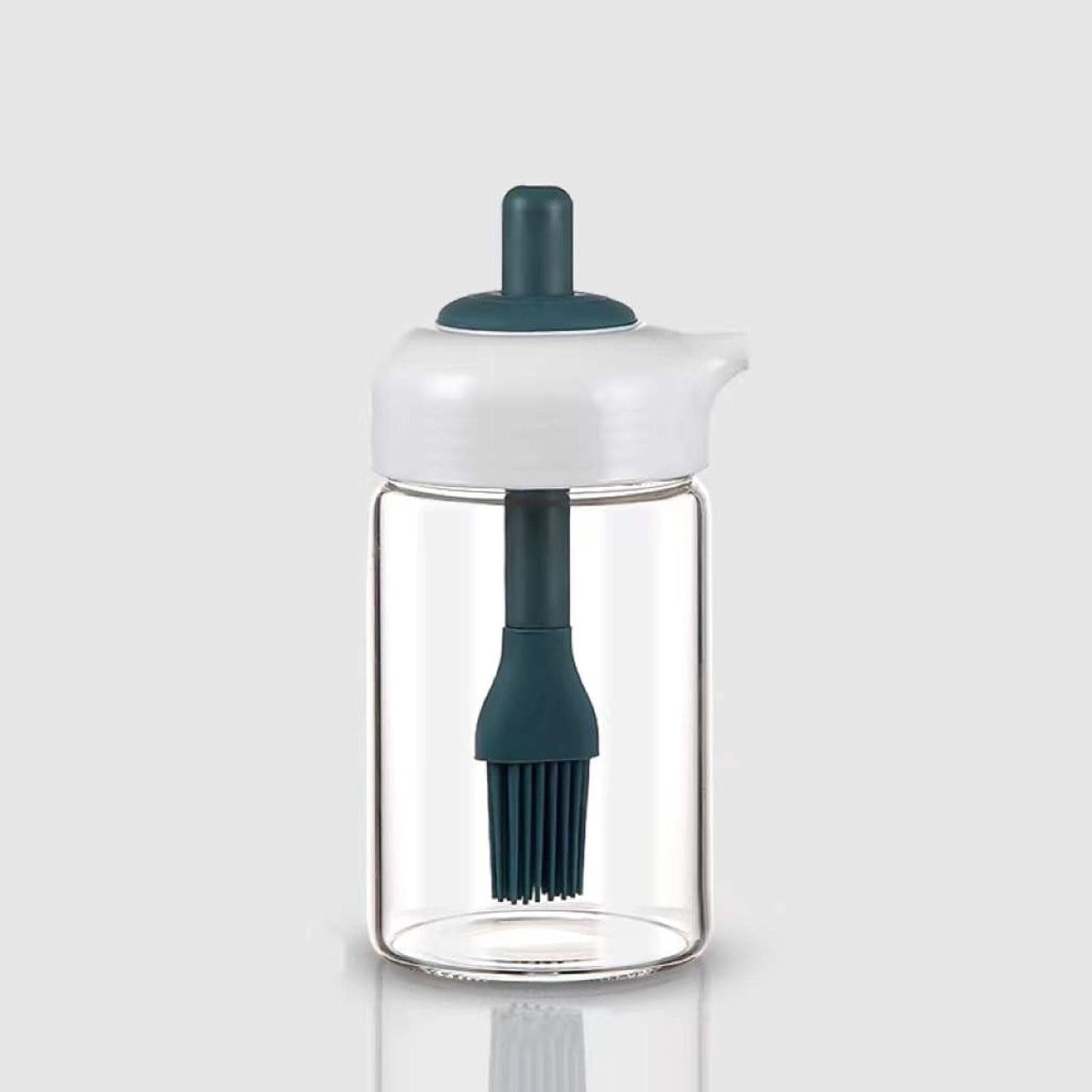 2 In 1 Glass Oil Dispenser Jar Bottle With Brush (1 Set) - Springkart 