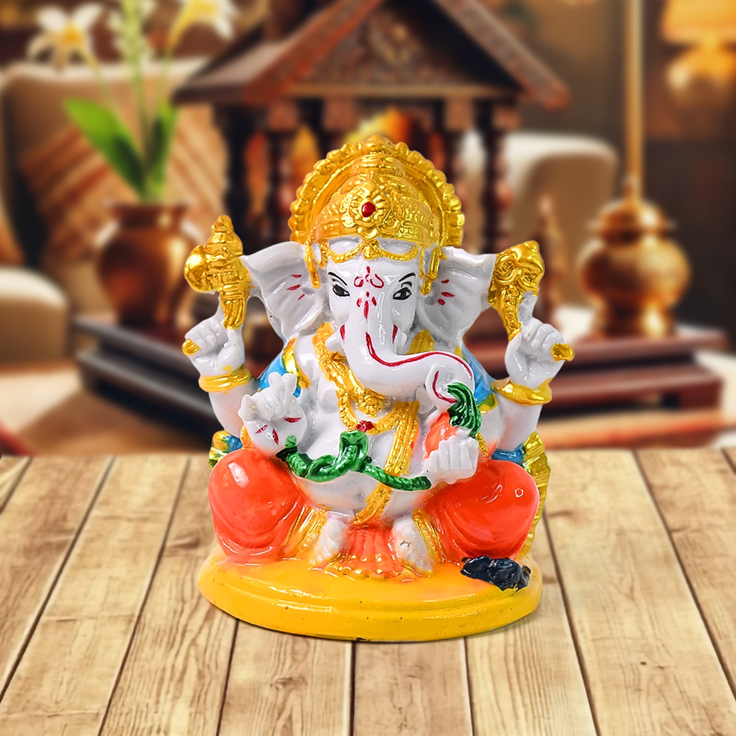 Lord Ganesha Idol Ganpati Statue Ganpatii Bappa Showpiece For Gifts (1 Pc) - Springkart 