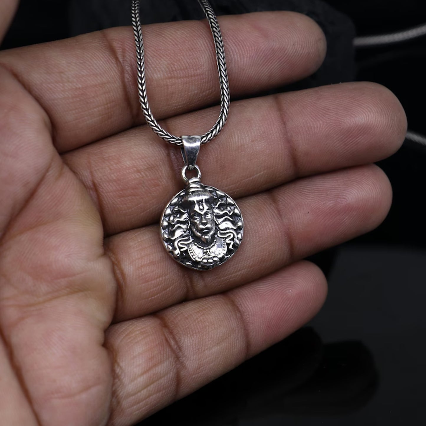 Hanuman Facelocket With Chain Pendant Necklace Chain (1 Pc) - Springkart 