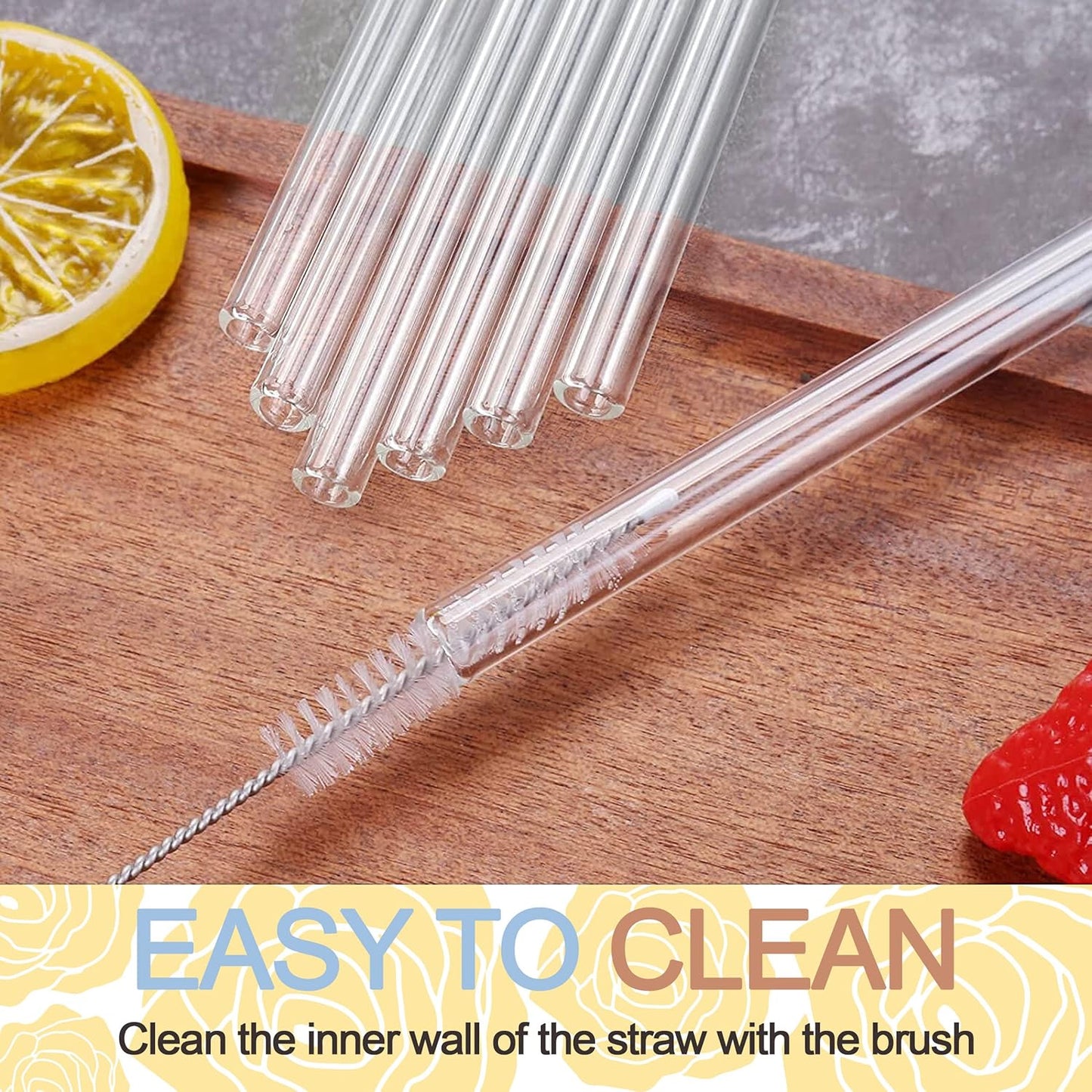 Plastic Reusable Glass Straws Clear Glass Drinking Straw 5pc - Springkart 