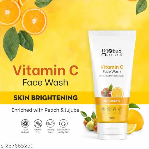 Globus Naturals Vitamin C face wash Each 75 gm (PACK OF 3)