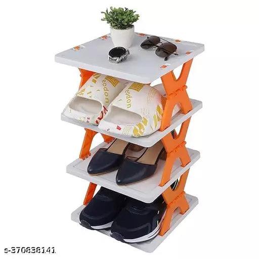 Smart Shoe Rack with 4 Layer(Buy 1 Get 1) Shoes Stand Multifunctional Entryway Foldable & Collapsible Door Shoe Rack Free Standing Heavy Duty Plastic - Springkart 