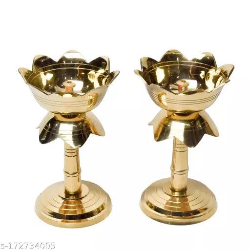 Festive Diyas KAMAL STAND -pack of 2  Pure Brass 99.9%.