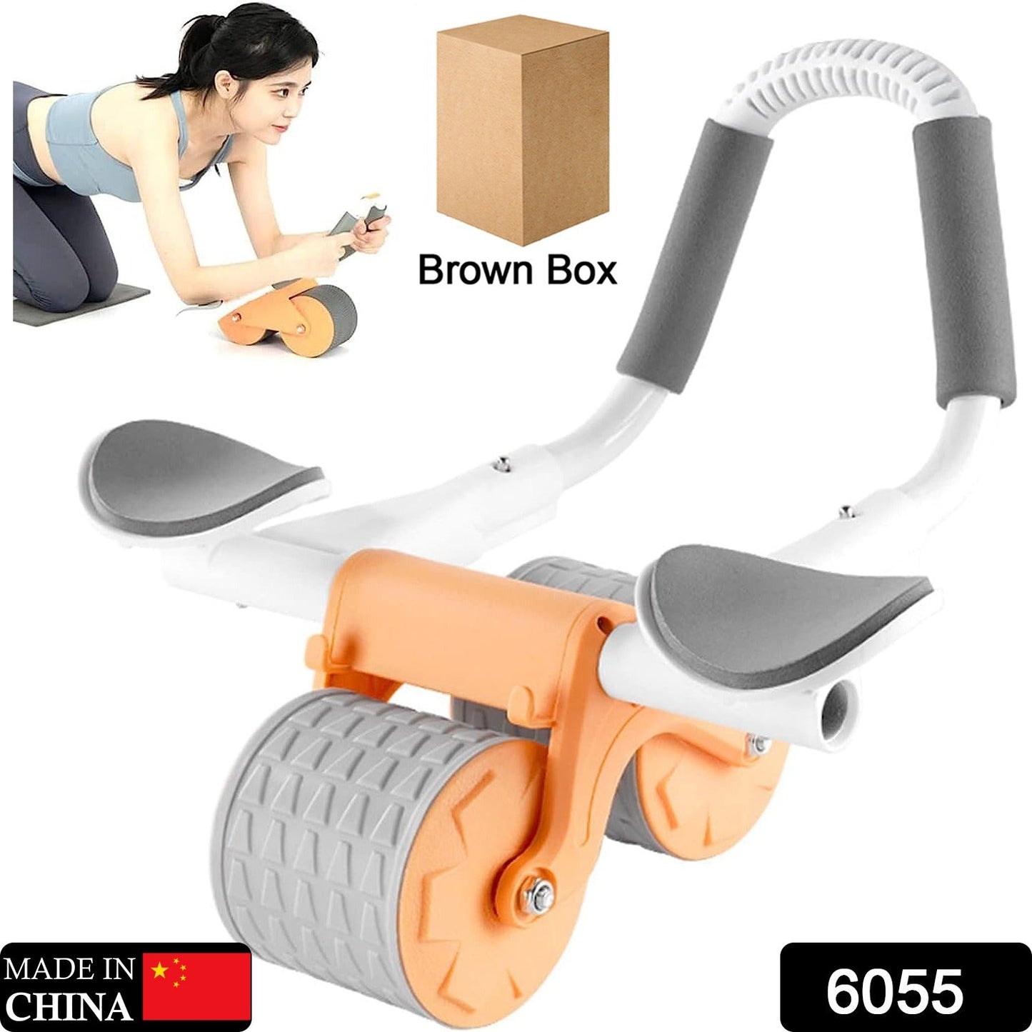Automatic Rebound Abdominal Wheel, Ab Roller Wheel with Timer Elbow Support for Beginners, Exercise Double Wheel with Knee Mat Holder for Body Fitness Strength Training Home Gym - Springkart 