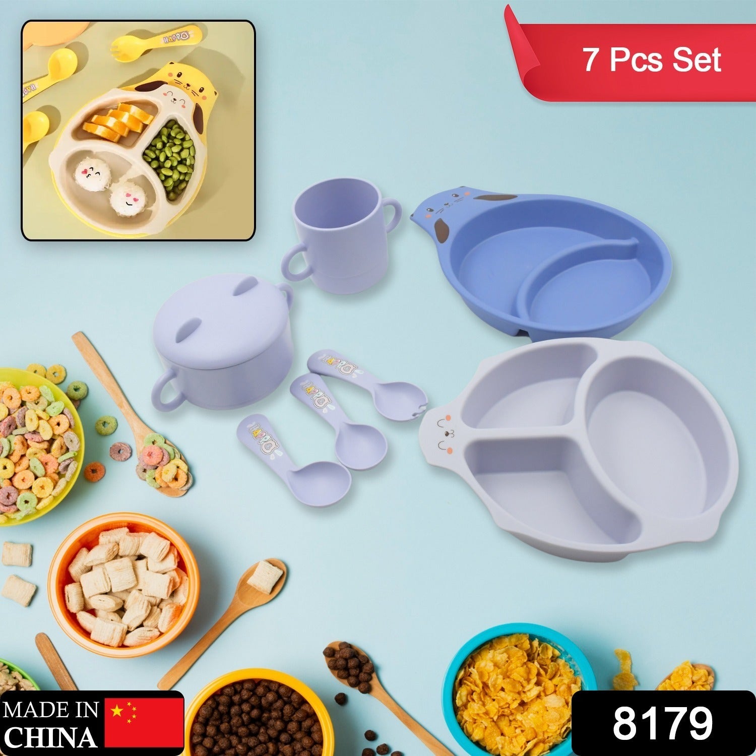 Baby Feeding Set For Kids And Toddlers (7 pcs set) - Springkart 
