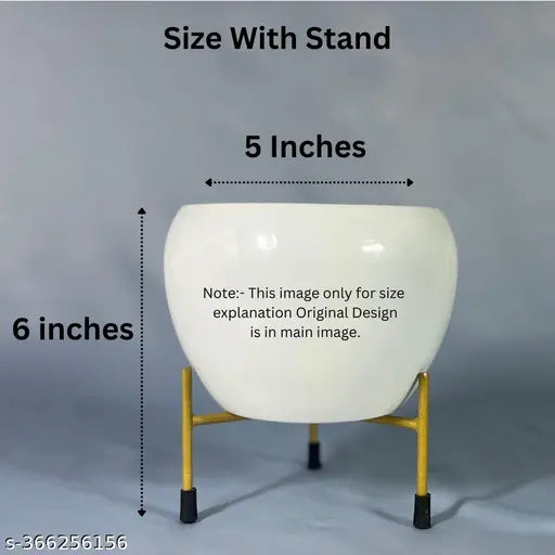 E-Trends Multicolour Metal Pot with Stand, Rust-Free Powder Coating, Indoor Outdoor Use, Home Office Decor, Plants Not Included, Pot Size: 10 * 13cm, Stand Height: 7.5cm
