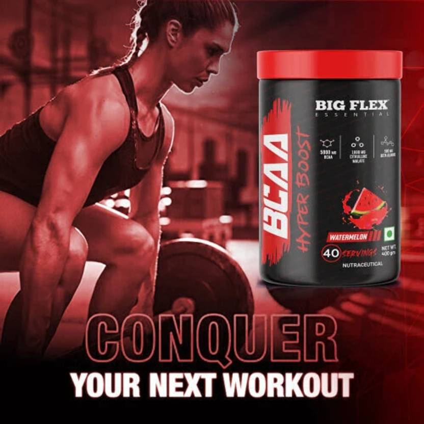 Bigflex Essential BCAA Hyperboost For Muscle Growth,Recovery & Endurance | 40 Servings | BCAA (400 g, Watermelon)