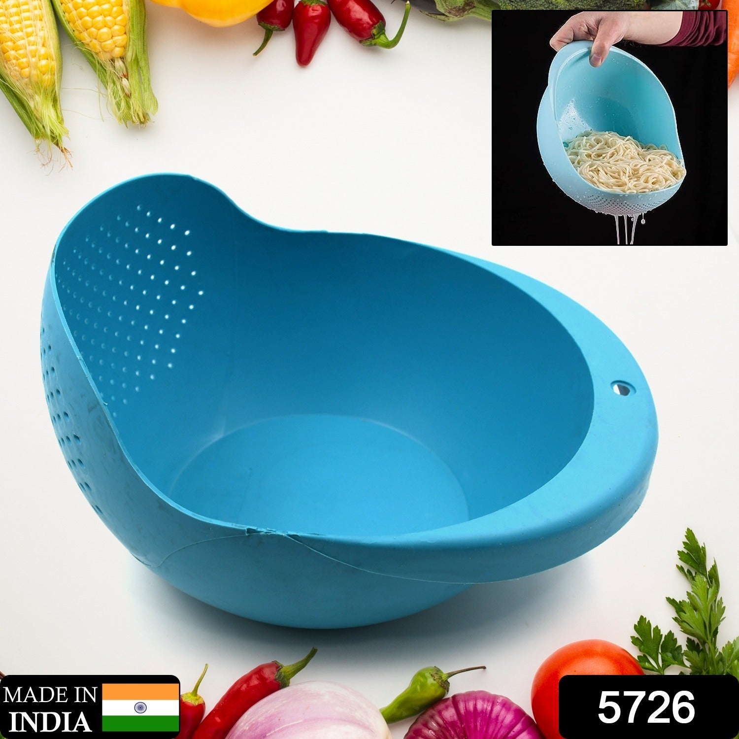 Plastic Rice Bowl / Food Strainer Thick Drain Basket for Rice, Vegetable & Fruit, Strainer Colander, Fruit Basket, Pasta Strainer, Washing Bowl (1 pc ) - Springkart 