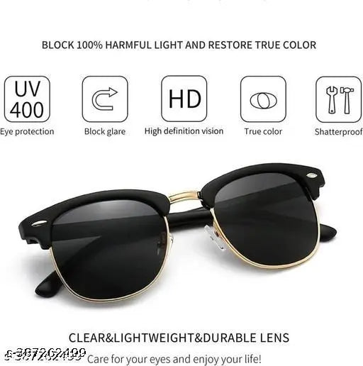 Men Black Metal & Plastic Clubmaster , UV Protected Thug Life Sunglasses (Pack of 1) - Springkart 