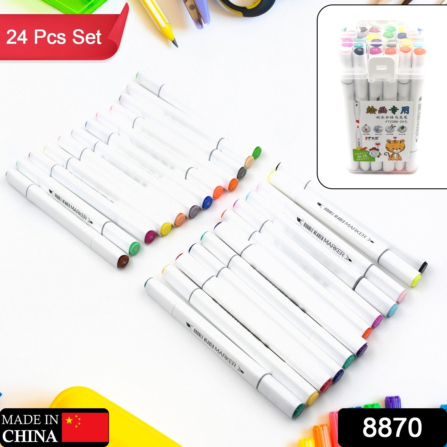 Fancy Art Markers, 24 Colors Double-ended Art Markers Alcohol Based Advanced Art Markers With Plastic Box For Painting, Coloring, Sketching And Drawing For Kids & Adult (1 Set 24 Pc) - Springkart 