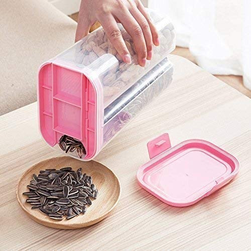 Plastic 2 Sections Air Tight Transparent Food Grain Cereal Storage Container (2 ltr) - Springkart 