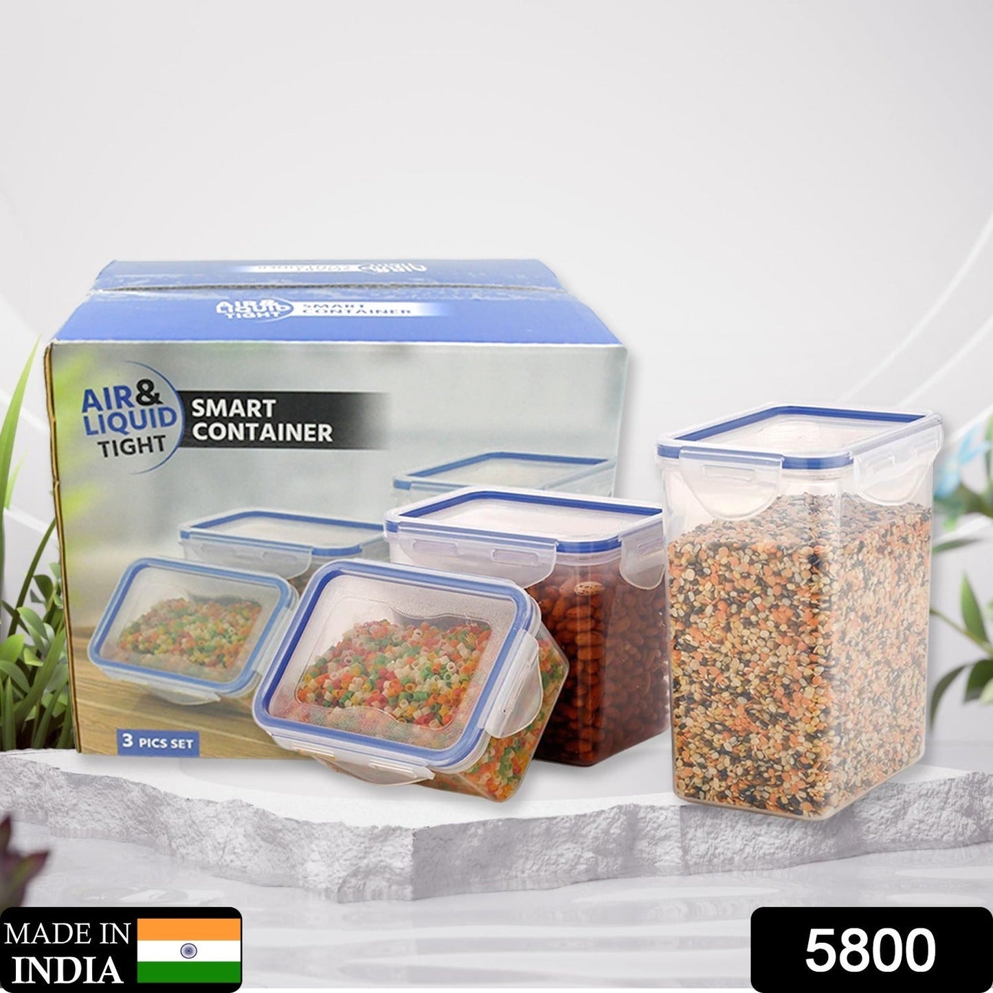 Classics Rectangular Plastic Airtight Food Storage Containers with Leak Proof Locking Lid Storage container set of 3 Pc( Approx Capacity 500ml,1000ml,1500ml, Transparent) - Springkart 