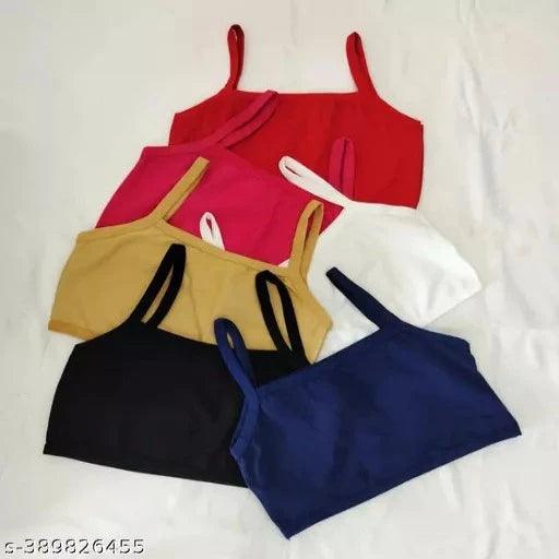 Women And Girls Cotton Slip Bra / Inner Bra / Gym-Sports / Yoga Bra Pack Of 6 - Springkart 