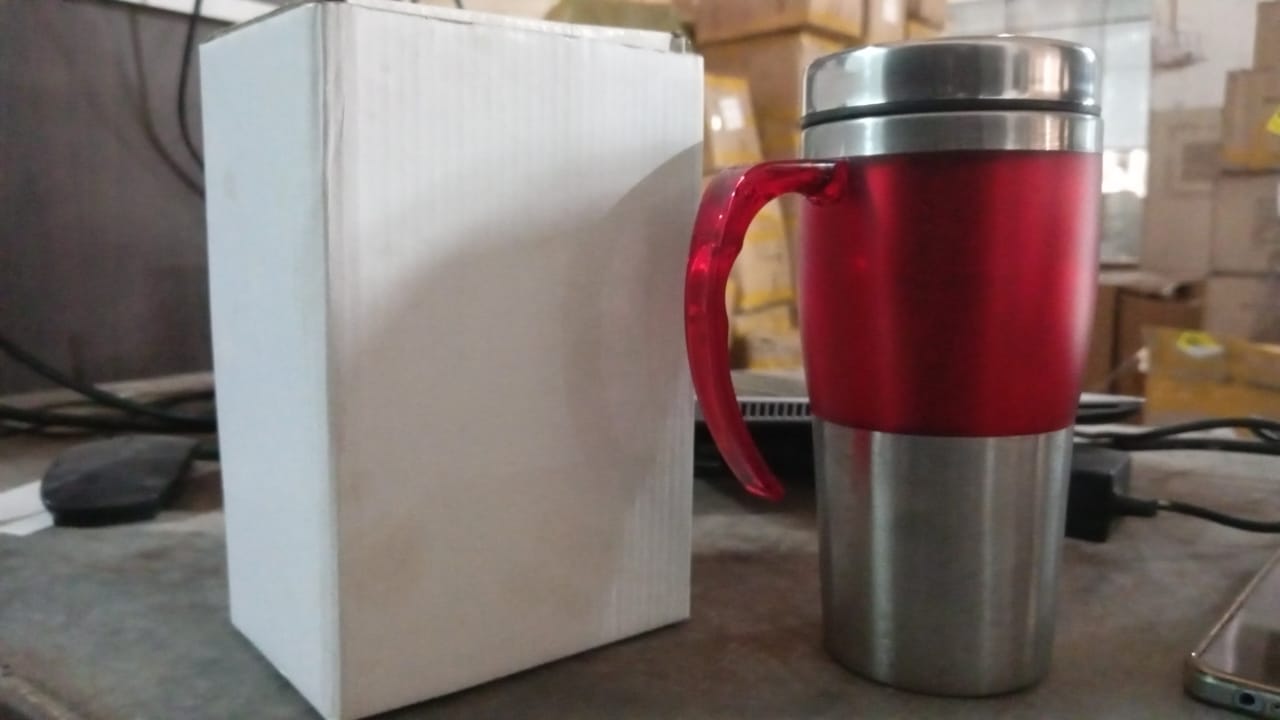 High Quality Stainless Steel Vacuum Glass Insulated Glass Coffee Cups Double Walled Travel Mug, Car Coffee Mug (With Lid & Handle / 1 Pc) - Springkart 