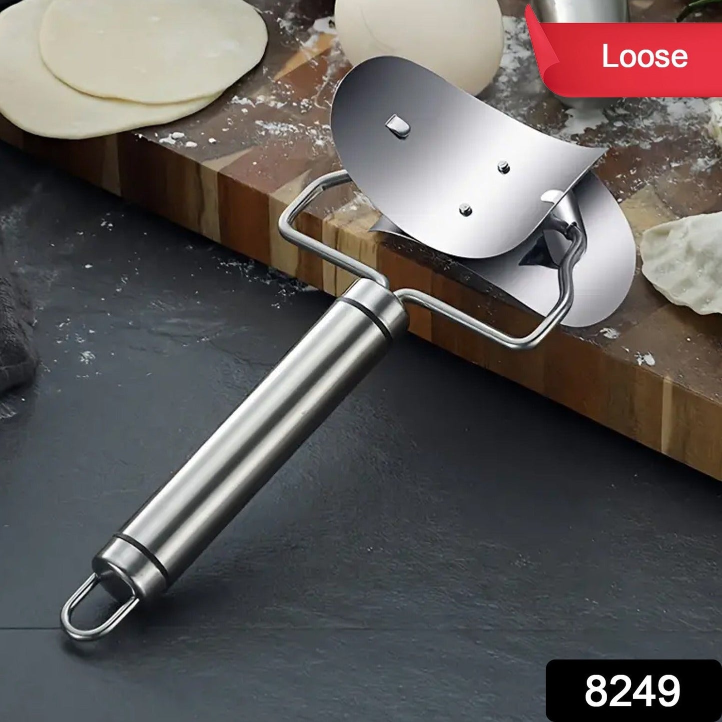 Multifunctional Easy and Fast Stainless Steel Puri cutter roller Machine with Handle for Home Baking Tools for Women, Dough Circle Roller Cutter for Kitchen (1 pc) - Springkart 