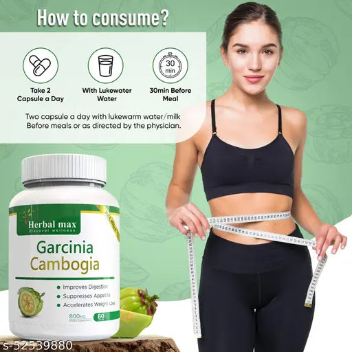 Garcinia Cambogia Capsule for Weight Loss Capsule, Boost Energy & Immunity –800mg (60 Capsules) - Springkart 