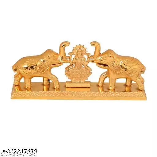 German silver Elephant With Laxmi Shape Roli-Chawal/Kumkum Box/Container In Metal Gold Polish