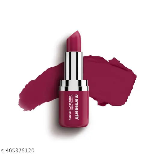 Mamaearth Creamy Matte Long Stay Lipstick with Murumuru Butter and Vitamin E for 8-Hour Long Stay (Flakeproof & Non-Drying | Intense Color Payoff) Cranberry Crush - 4.2g