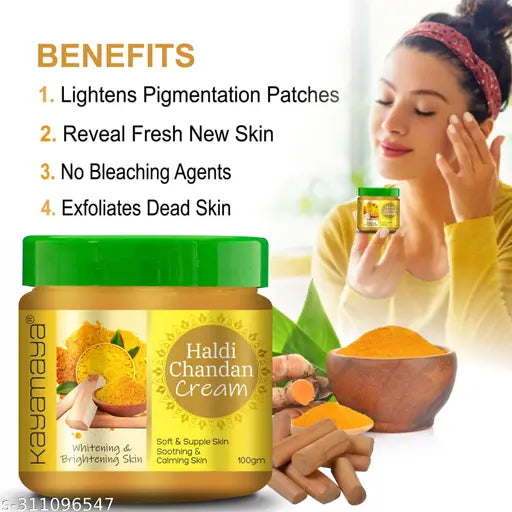 Haldi Chandan Cream for Whitening & Brightening Skin (100 g) pack of 2 - Springkart 