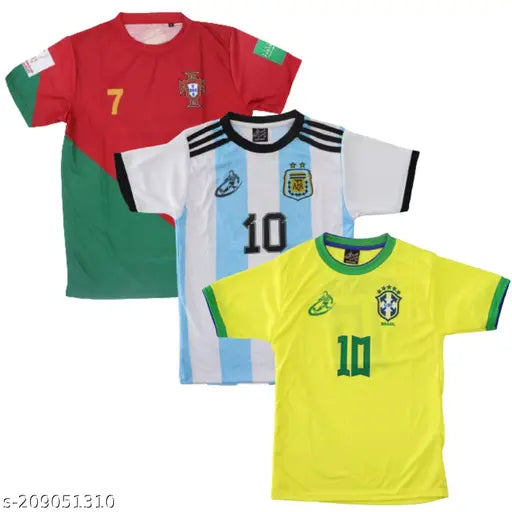 BRAZIL,PORTUGAL & ARGENTINA JERSEY RONALDO,NEYMER & MESSI JERSEY PACK OF 3