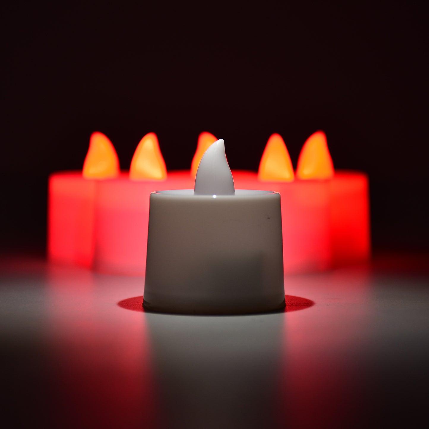 6633 Red Flameless Led Tealights Smokeless Plastic Decorative Candles - Led Tea Light Candle For Home Decoration (Pack Of 24) - Springkart 