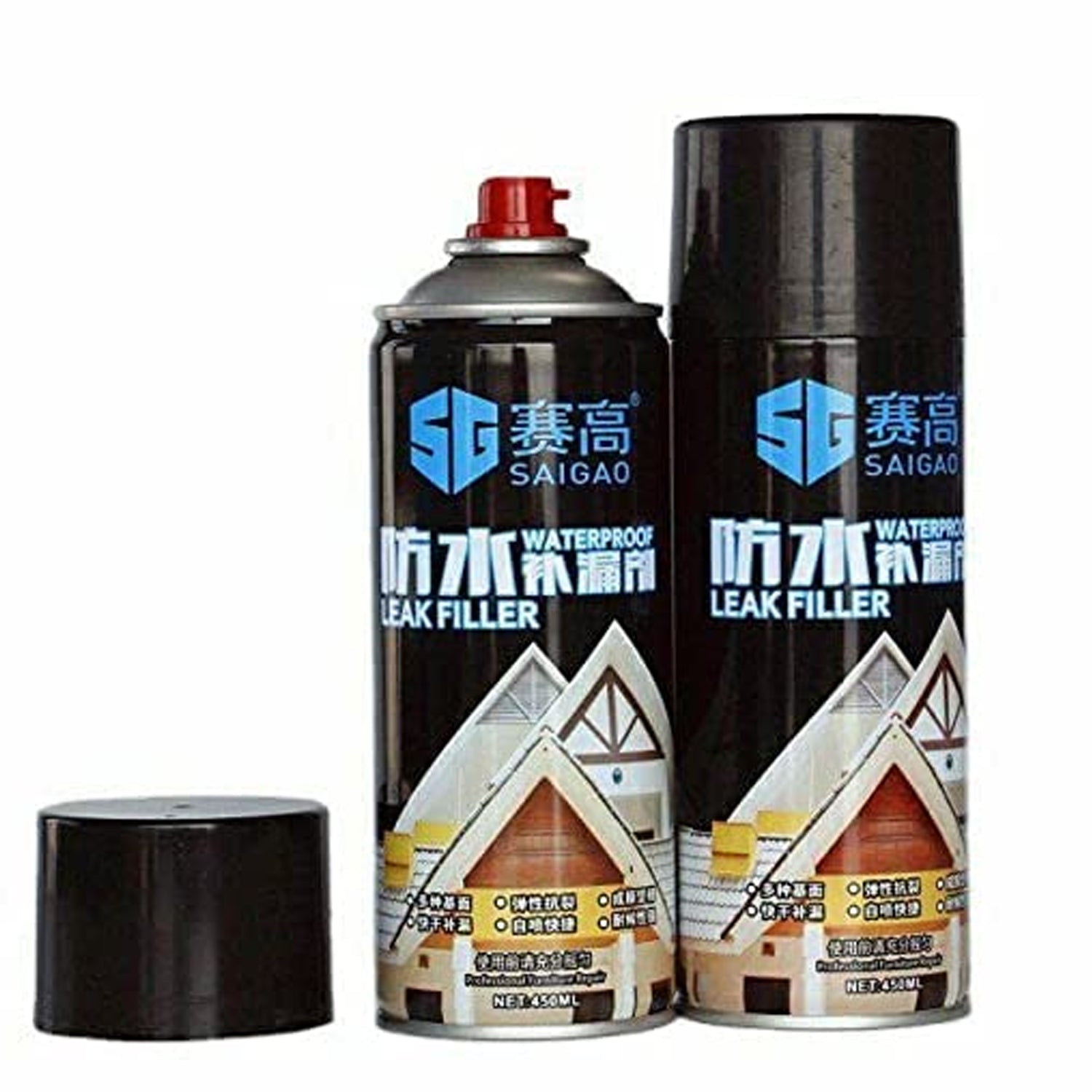 1332 Waterproof Leak Filler Spray Rubber Flexx Repair Sealant - Point To Seal Cracks Holes Leaks Corrosion More For Indoor Or Outdoor Use Black Paint (450 Ml) - Springkart 