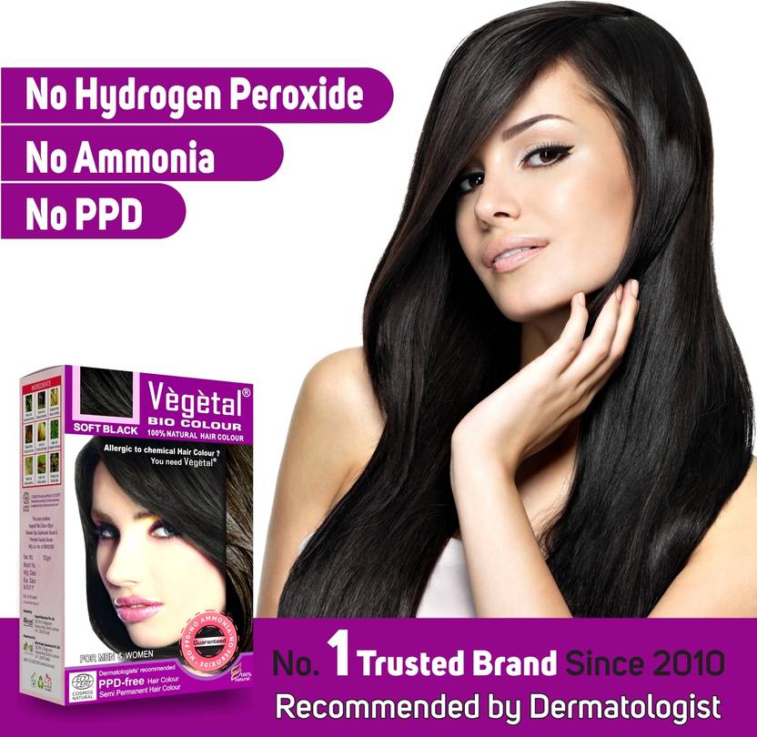 VEGETAL Bio Colour- Soft Black 50g. - Organic semi permanent hair color , Soft Black