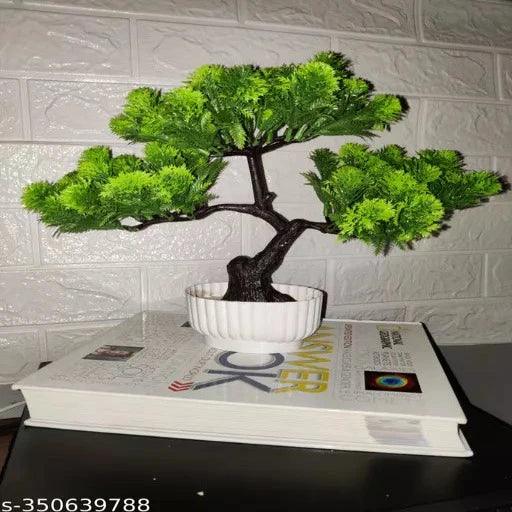 Artificial Green Tree with White Pot Bonsai